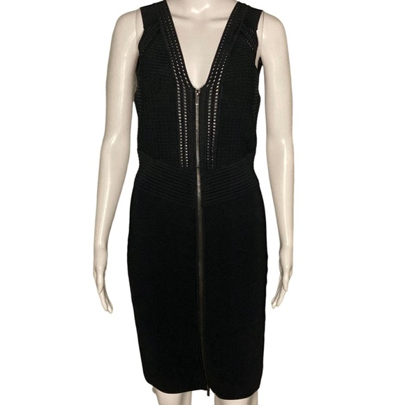 NWT Diane Von Furstenberg Barcelona Black Heavy Knit Zip Front Dress - Sz P - Picture 4 of 16